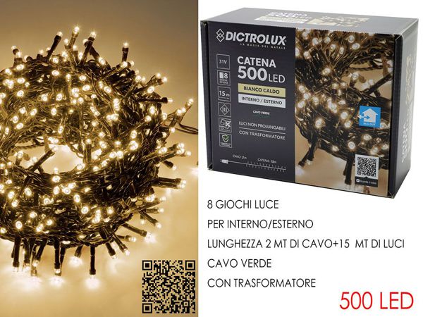 LED lampice 180–500 LED s 8 programa – zeleni kabel