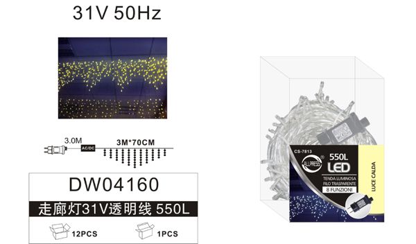 LED sige 31 V, prozirni kabel – 550 i 825 LED