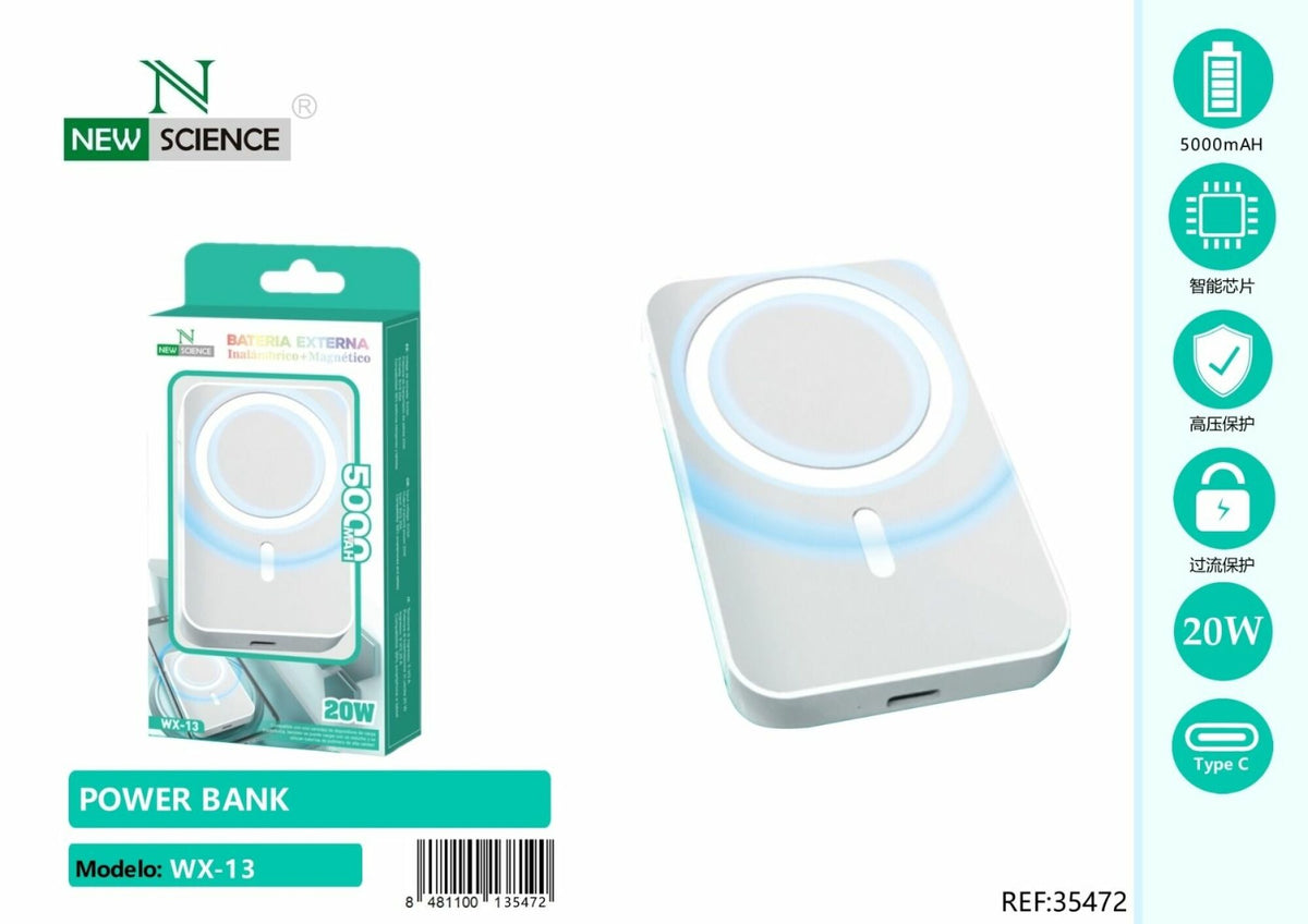 Magnetni powerbank s bežičnim punjenjem (WX-13, WX-14) – 5000 mAh