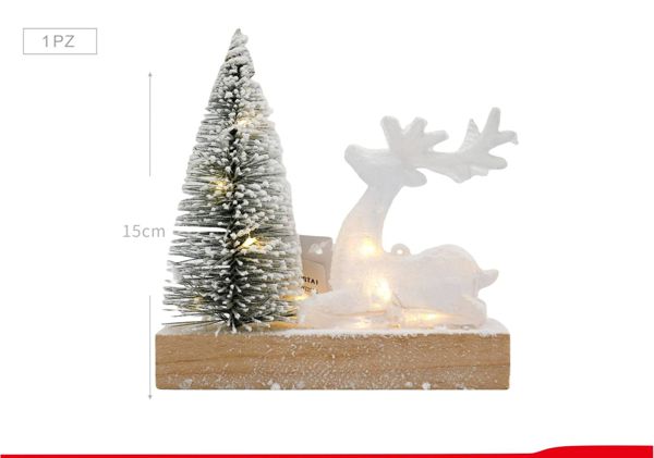 Svjetleći ukrasni bor za stol 15 cm, sa sobom i LED svjetlom