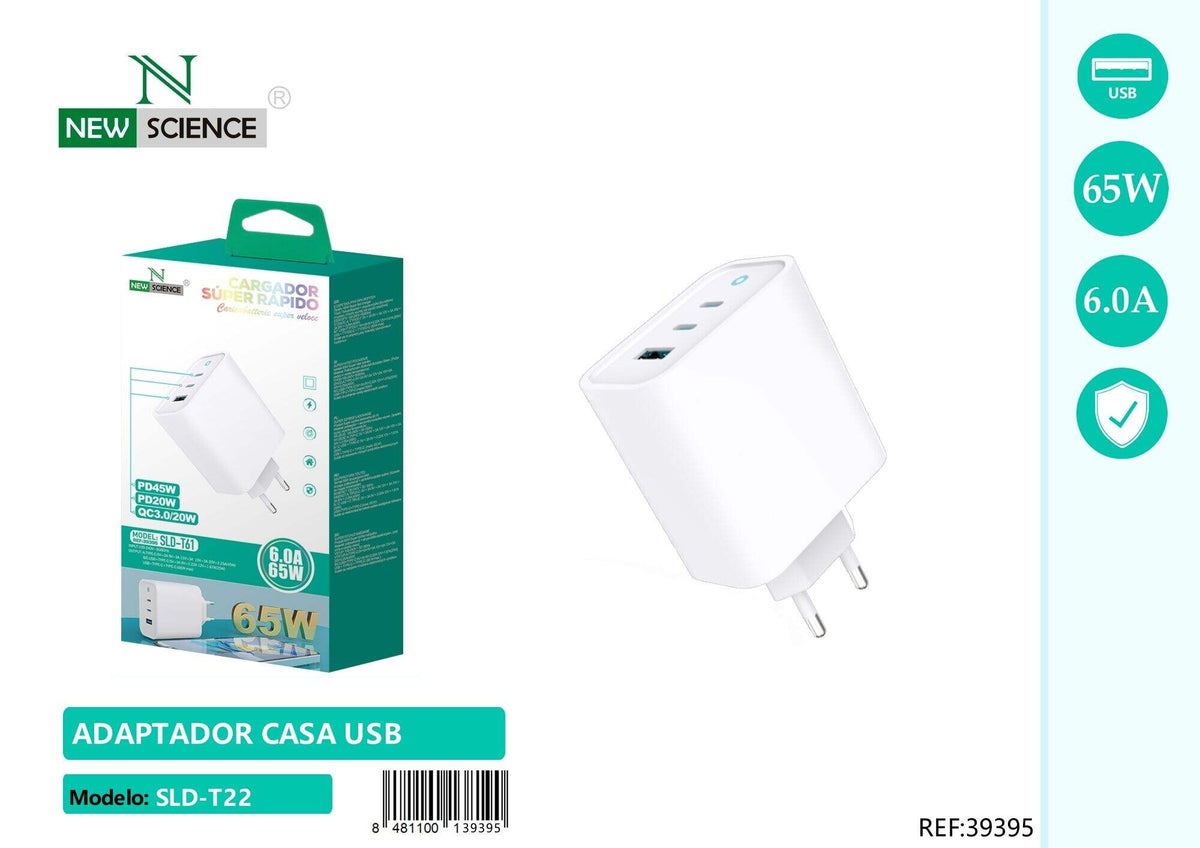 Kućni punjač USB-C PD + USB 65 W (SLD-T61)