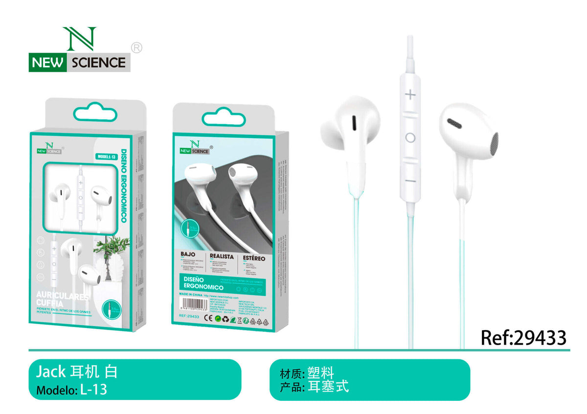 Slušalice s mikrofonom, 3,5 mm (L-13) – Bijela