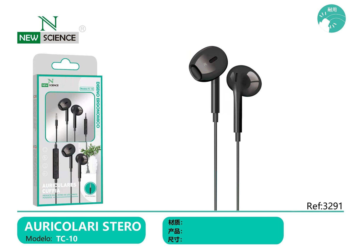 Slušalice s mikrofonom, 3,5 mm (TC-10) – Crna