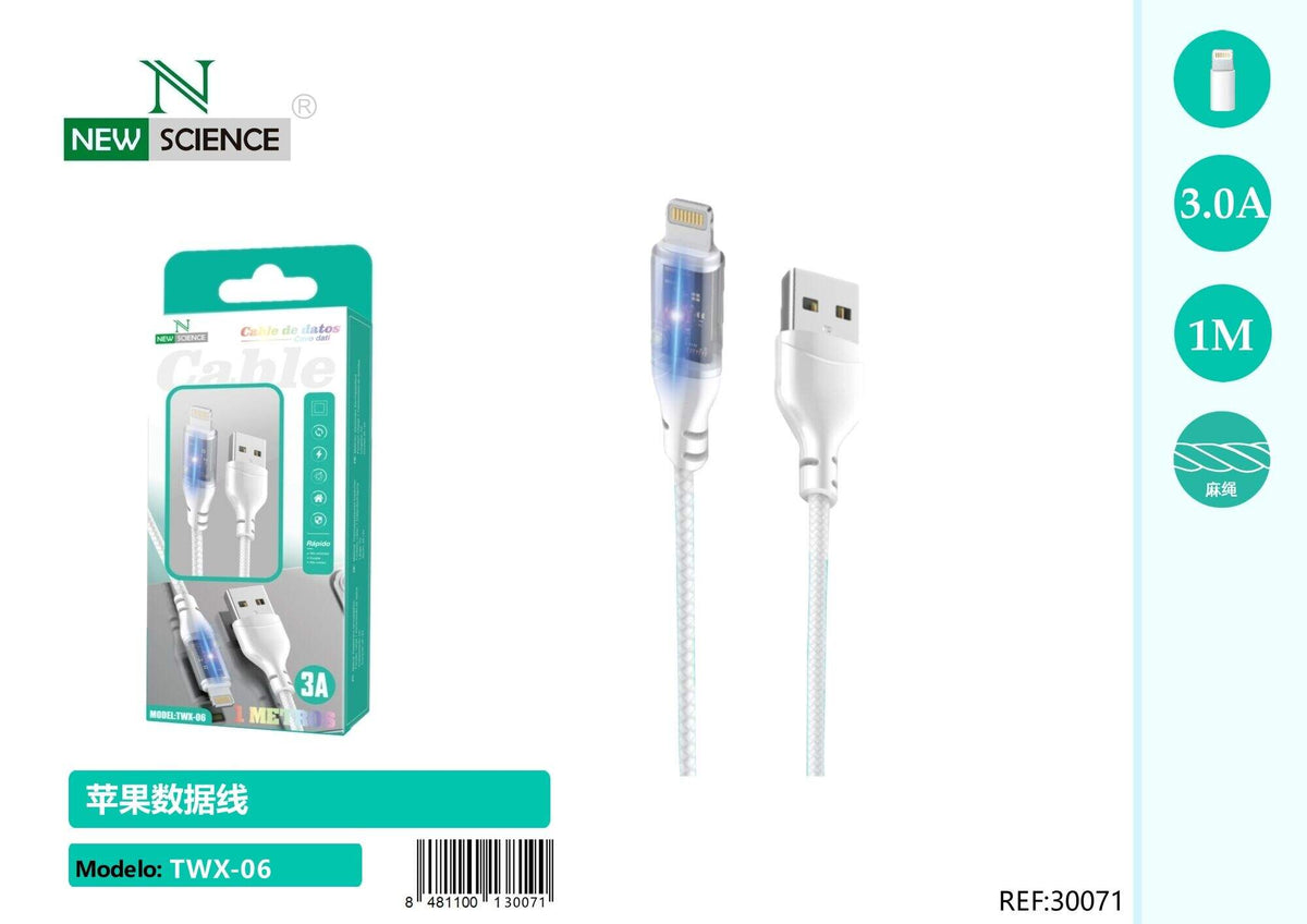 USB kabel za punjenje 3 A, 1 m (TWX-06, TWX-08) – iPhone (Lightning), Bijela