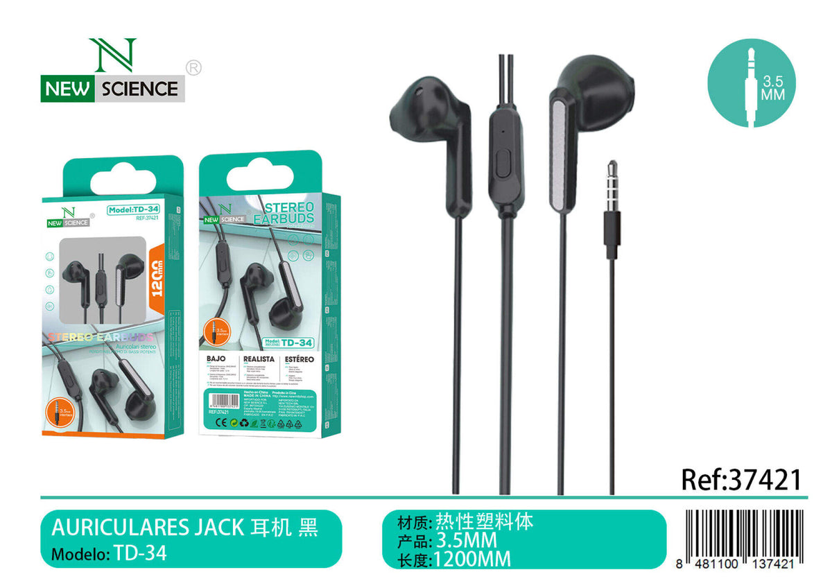 Slušalice s mikrofonom, 3,5 mm (TD-34) – Crna