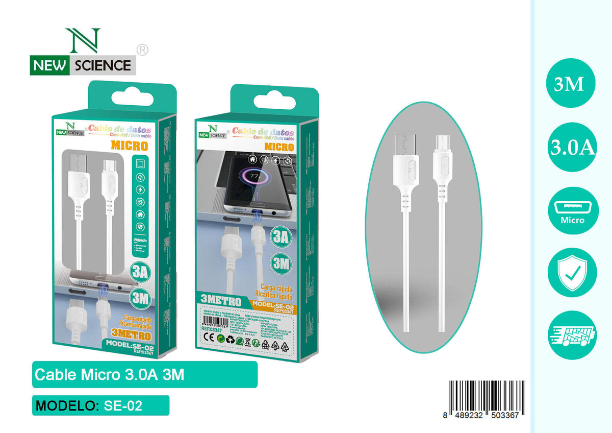 USB kabel za punjenje – 1 do 3 m (SE-02) – Micro USB, 3 m