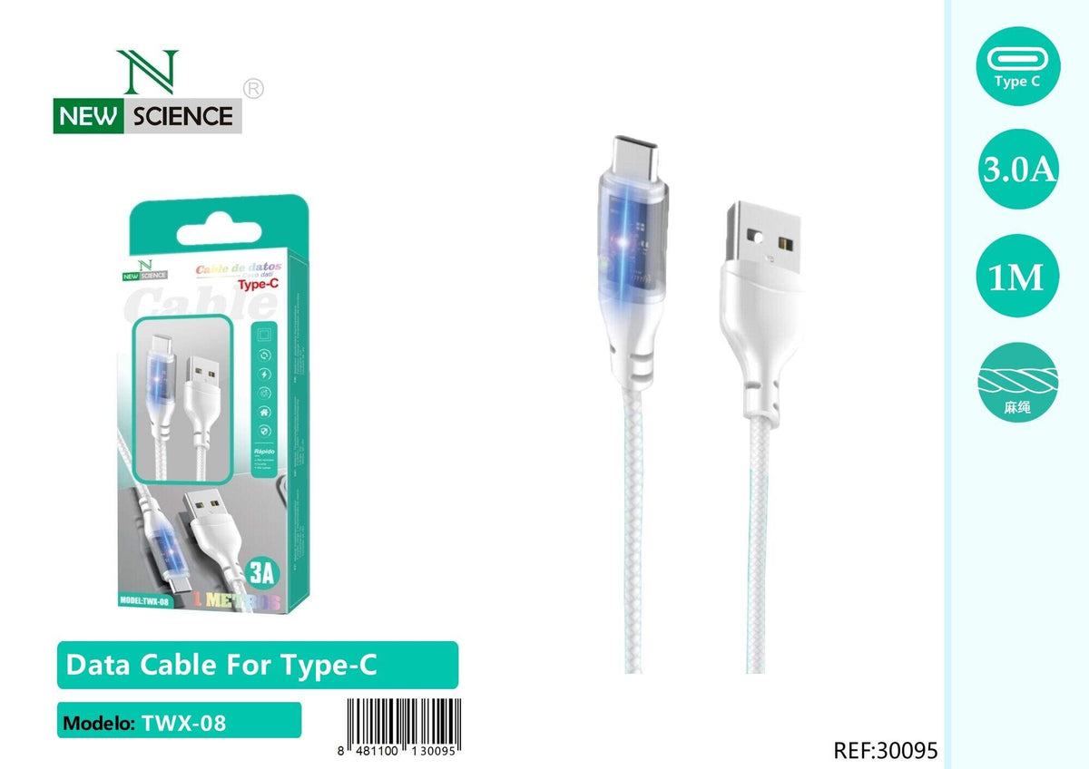 USB kabel za punjenje 3 A, 1 m (TWX-06, TWX-08) – USB-C, Bijela