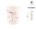 Papirnate čaše 250 ml, 12 kom – Happy Birthday s mašnom