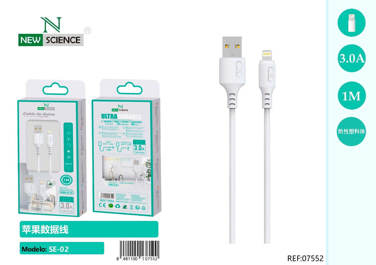 USB kabel za punjenje – 1 do 3 m (SE-02) – iPhone (Lightning), 1 m