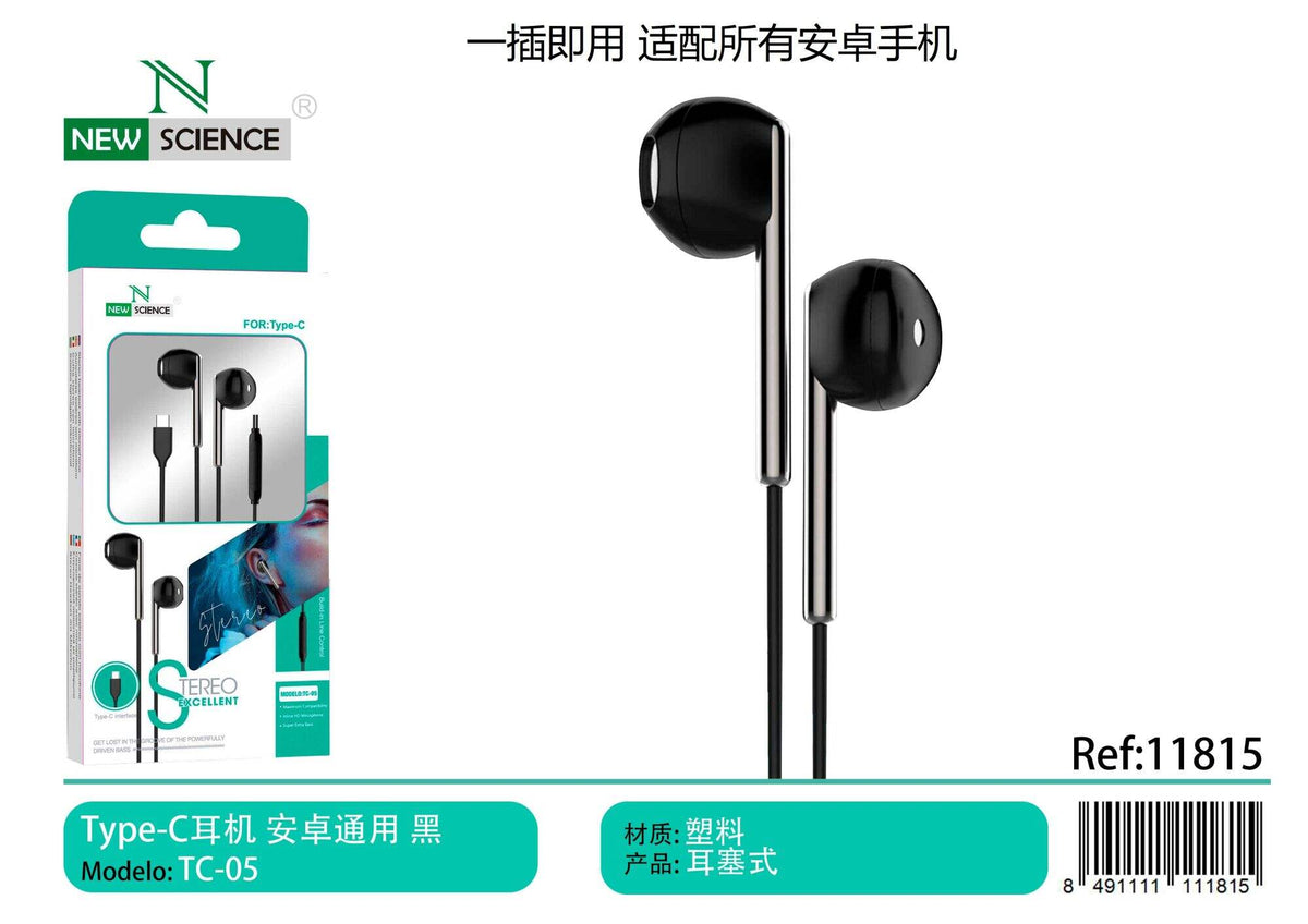 USB-C slušalice s mikrofonom (TC-05) – Crna