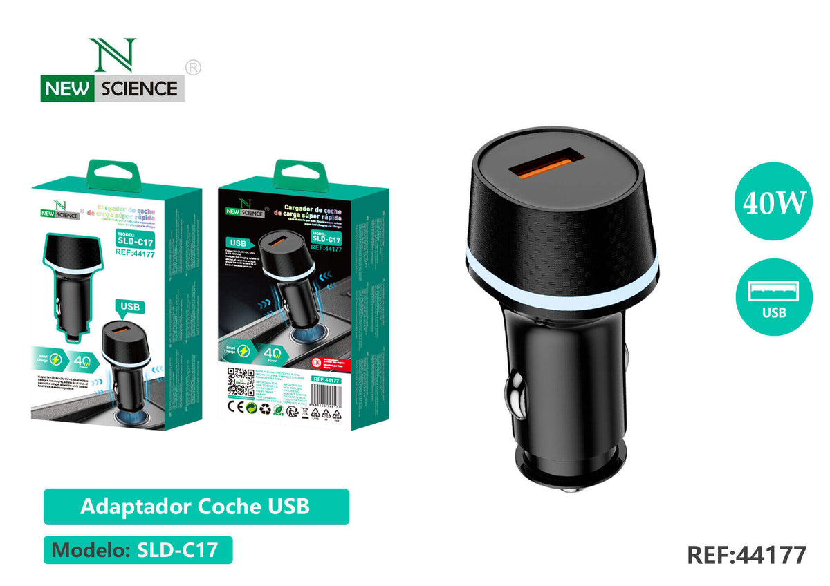 Auto punjač USB 40 W SLD-C17 – crni