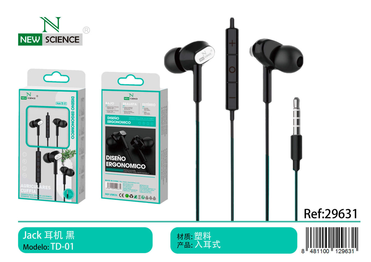 Slušalice s mikrofonom, 3,5 mm (TD-01) – Crna