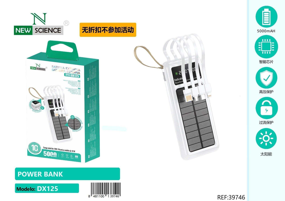 Powerbank 5000 mAh s kabelom (DX125) – bijeli