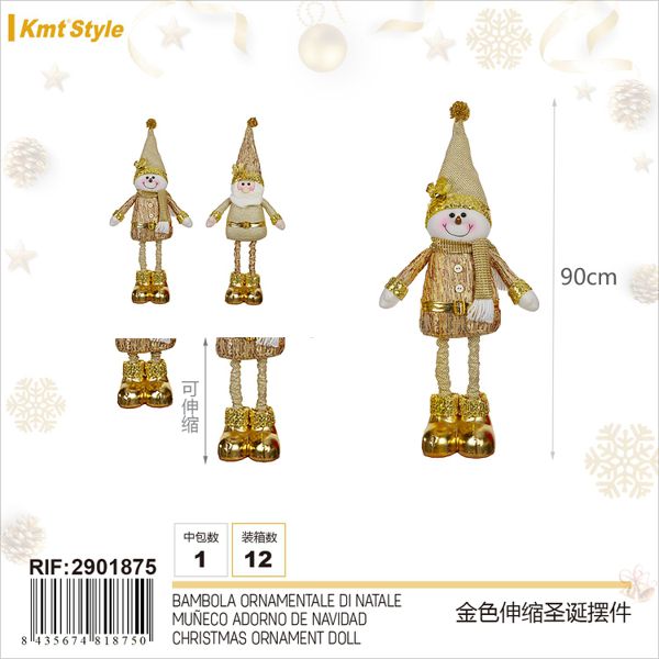 Zlatna božićna figura s dugim nogama – produživa 90 cm