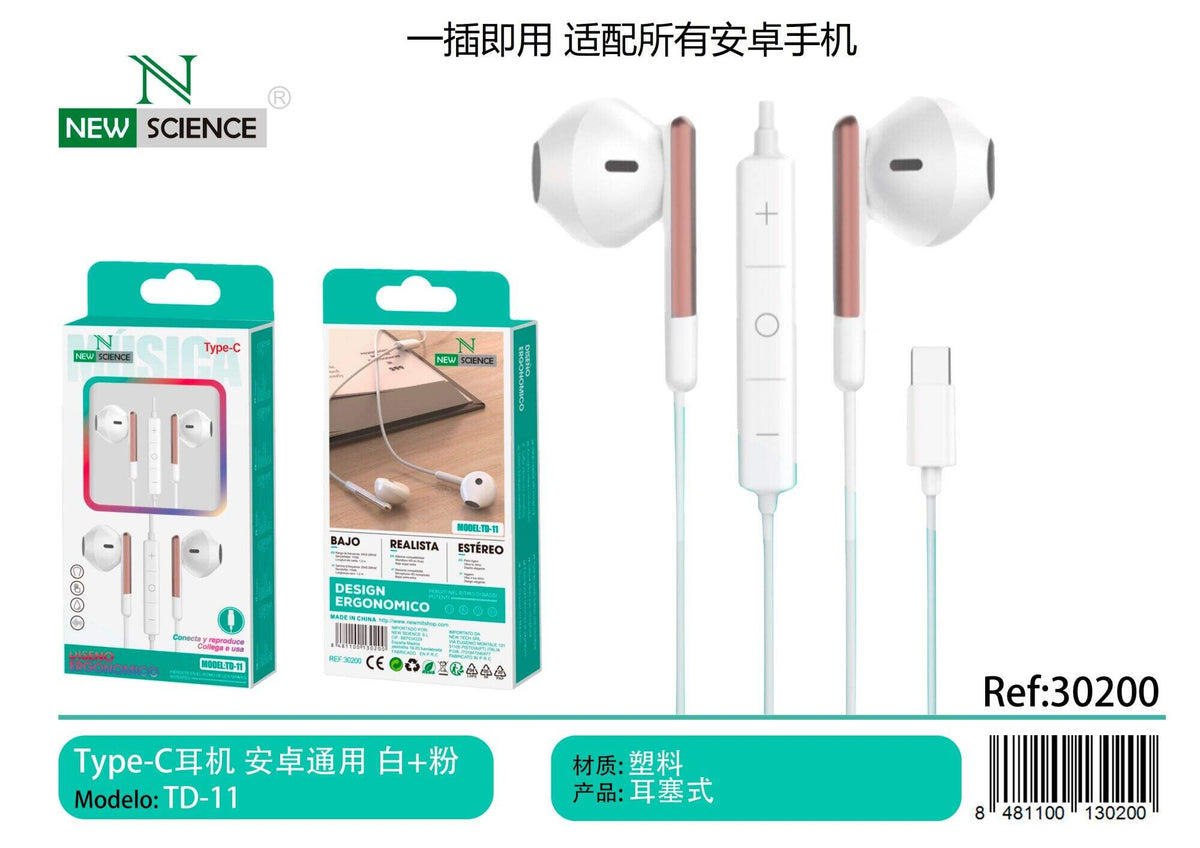 USB-C slušalice s mikrofonom (TD-11) – Crna