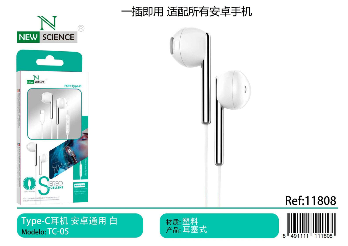 USB-C slušalice s mikrofonom (TC-05) – Bijela