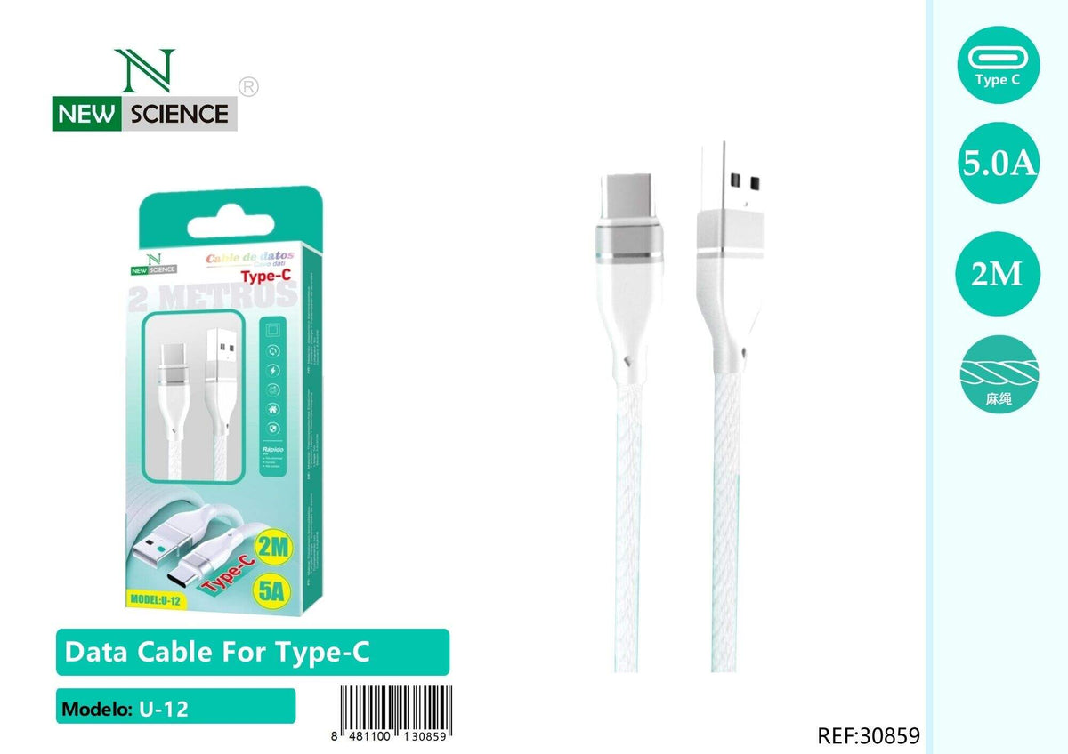 USB kabel za punjenje – 1 do 3 m (U-12 – U-15) – USB-C, 2 m, Bijela