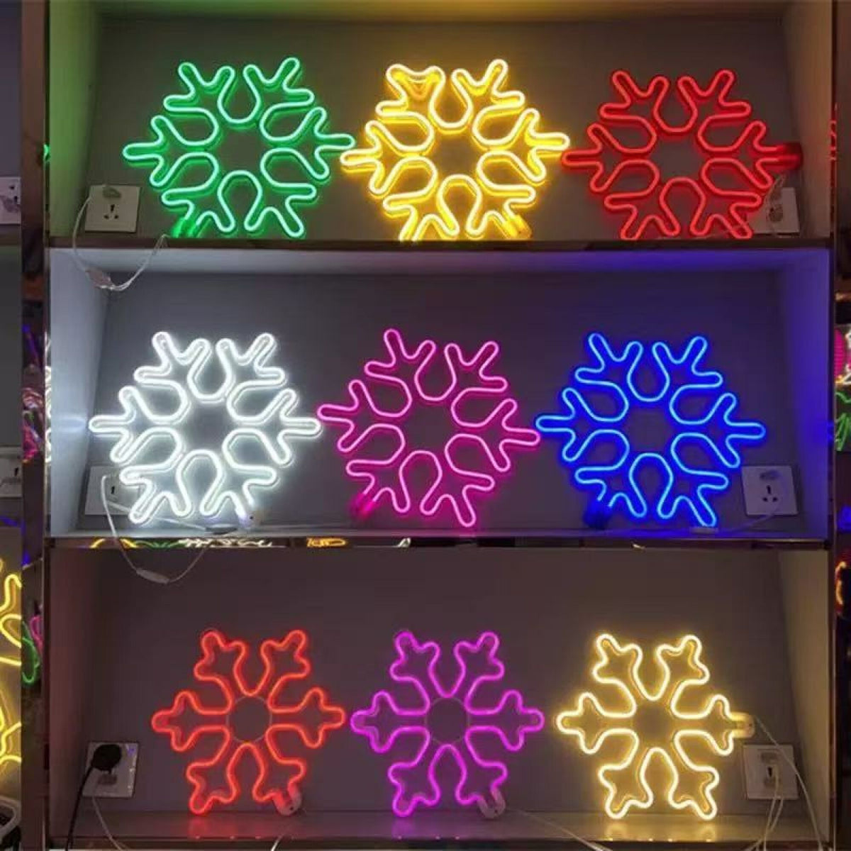 LED neonski svjetleći motiv – pahuljica 40 cm