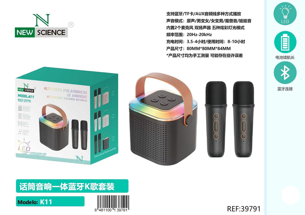 Karaoke Bluetooth zvučnik s 2 mikrofona (K11) – Crna