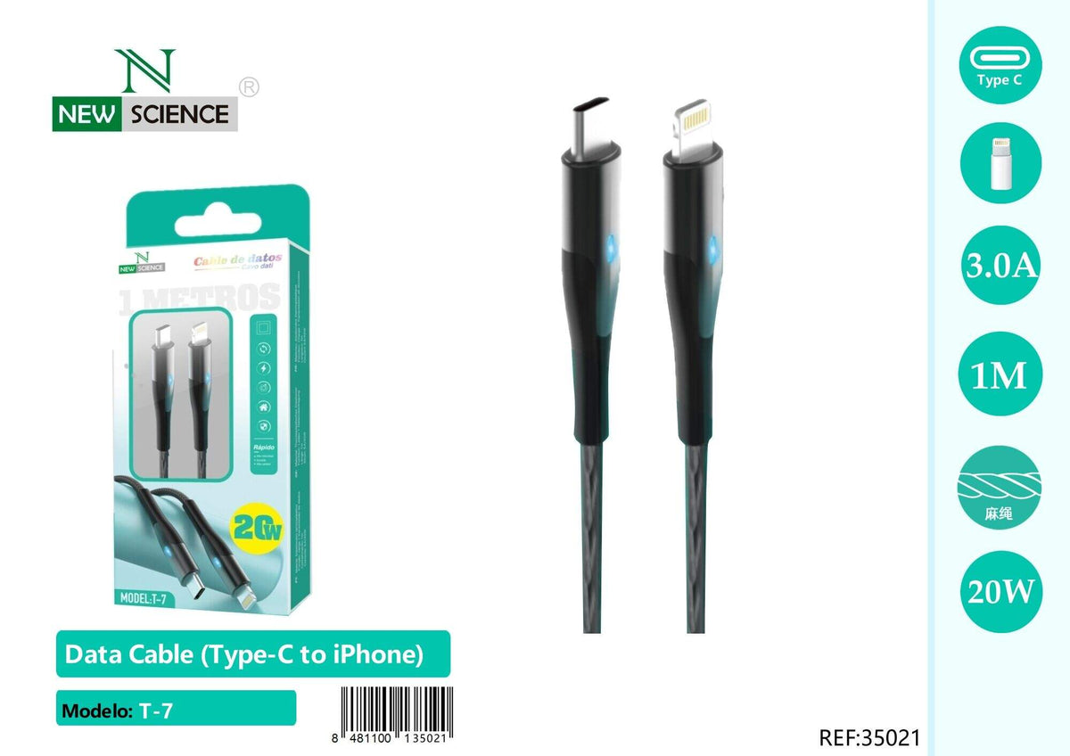 Kabel USB-C na iPhone PD 20 W, 1 m – Crna