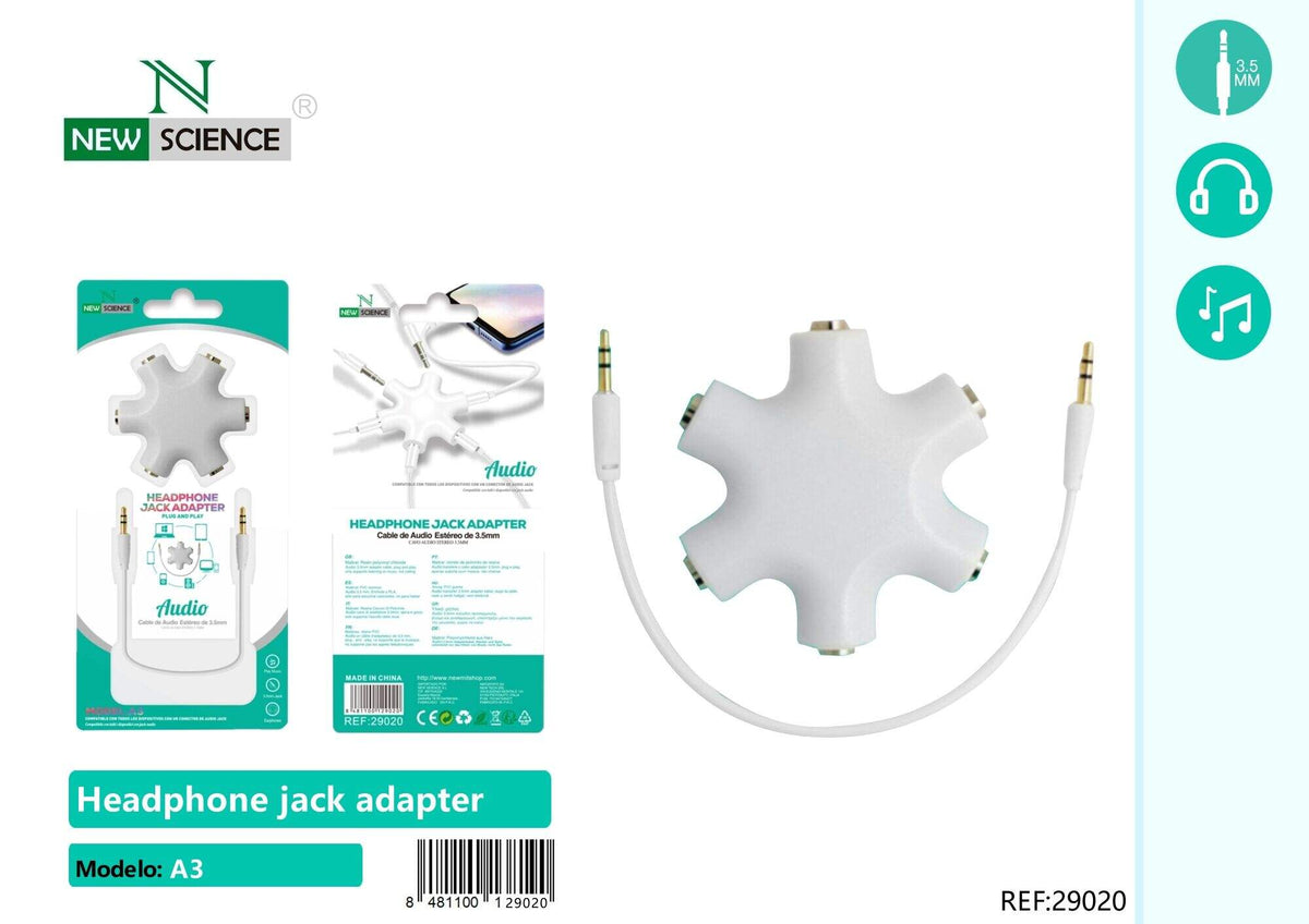 Razdjelnik za slušalice 3,5 mm – 6 izlaza (A3) – Bijela