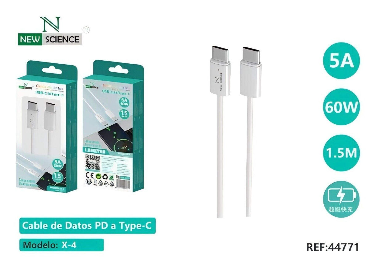 Kabel USB-C na USB-C 40–60 W – 1 do 3 m (X-4) – 1,5 m, Bijela