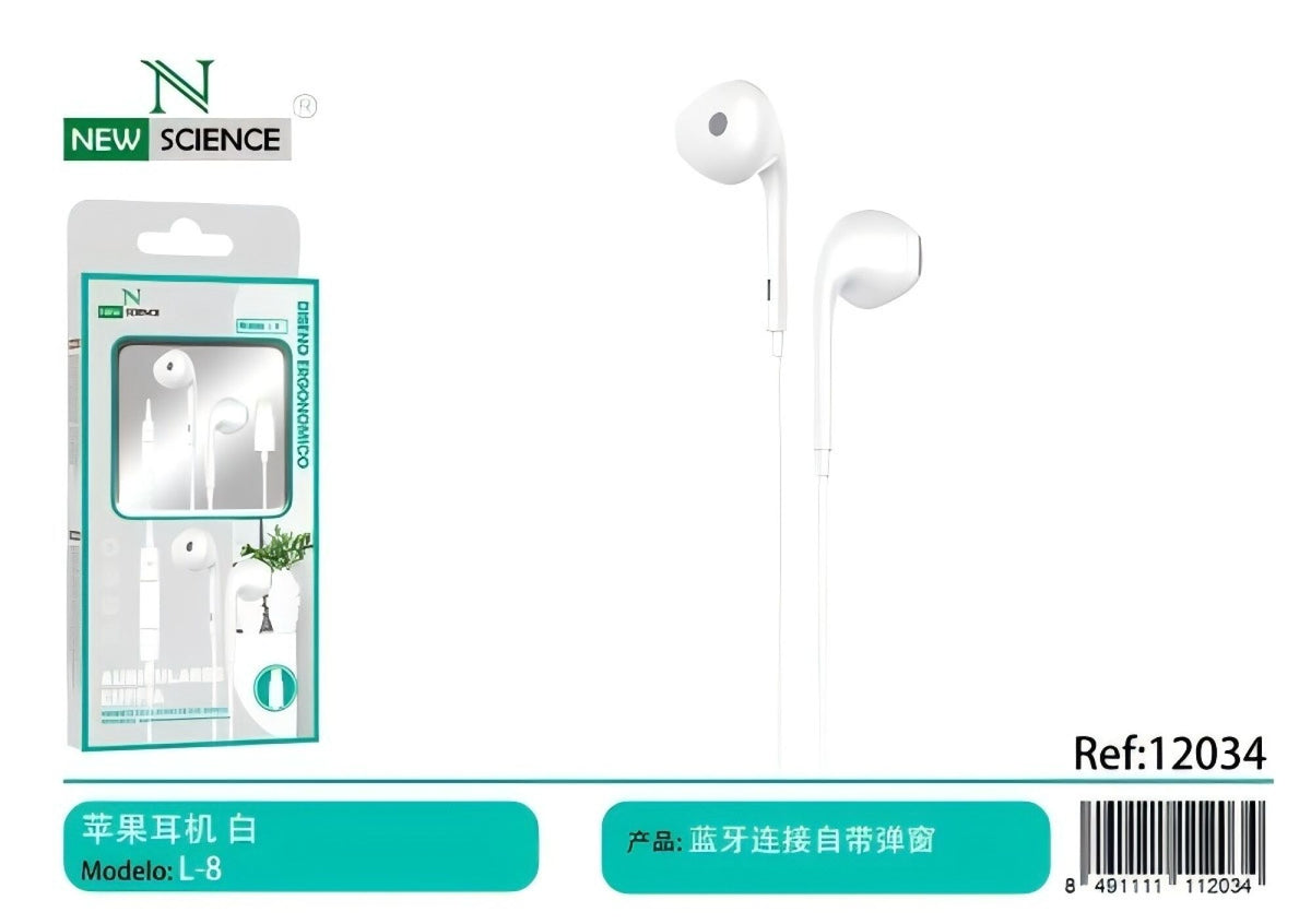 Slušalice za iPhone (Lightning) s mikrofonom (L-8) – Bijela