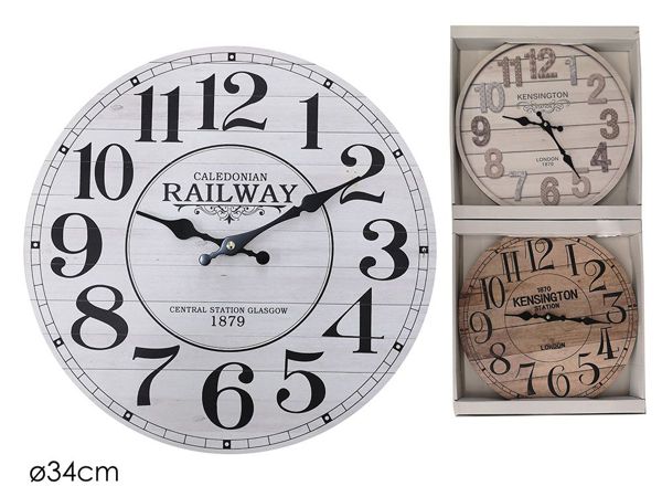 MDF vintage zidni sat 34 cm