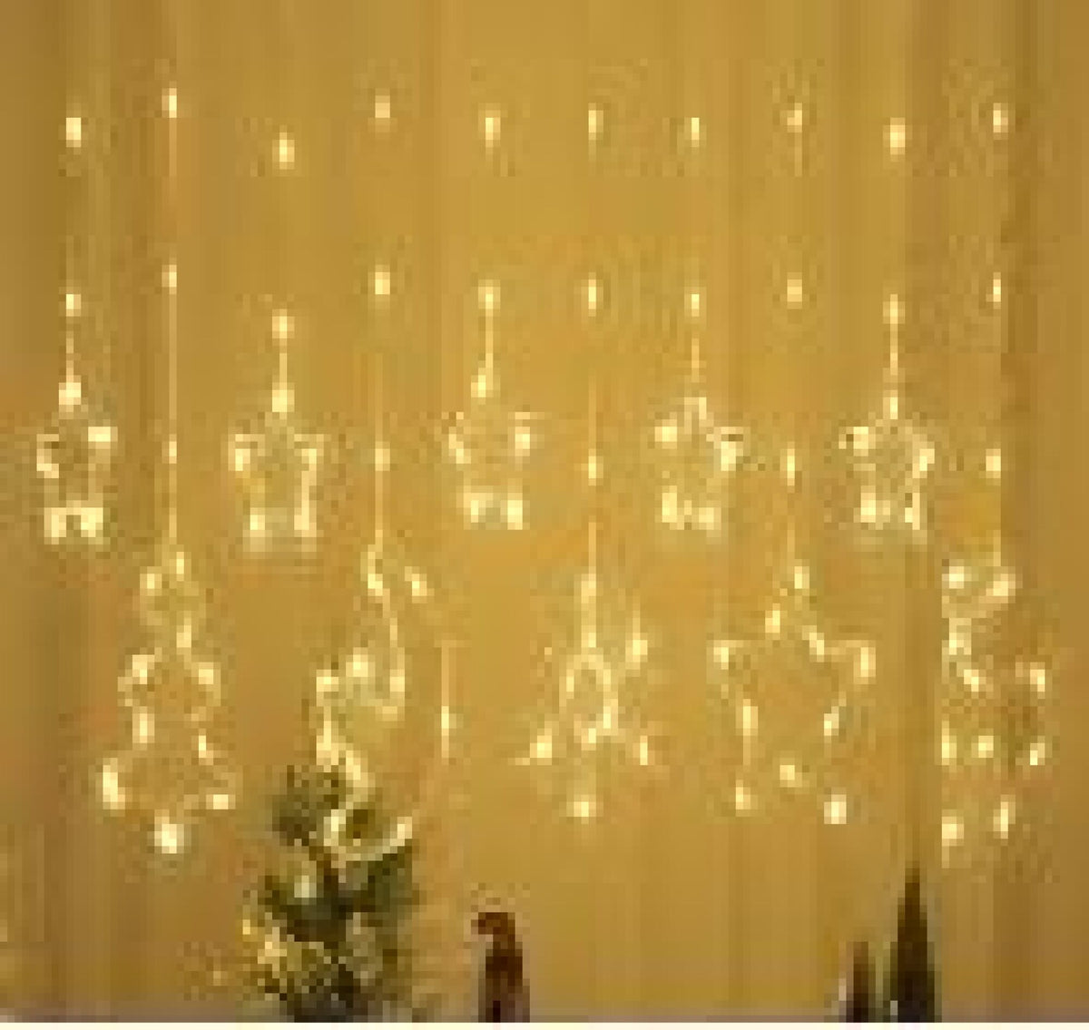 LED zavjesa s božićnim motivima i zvjezdicama – topla bijela