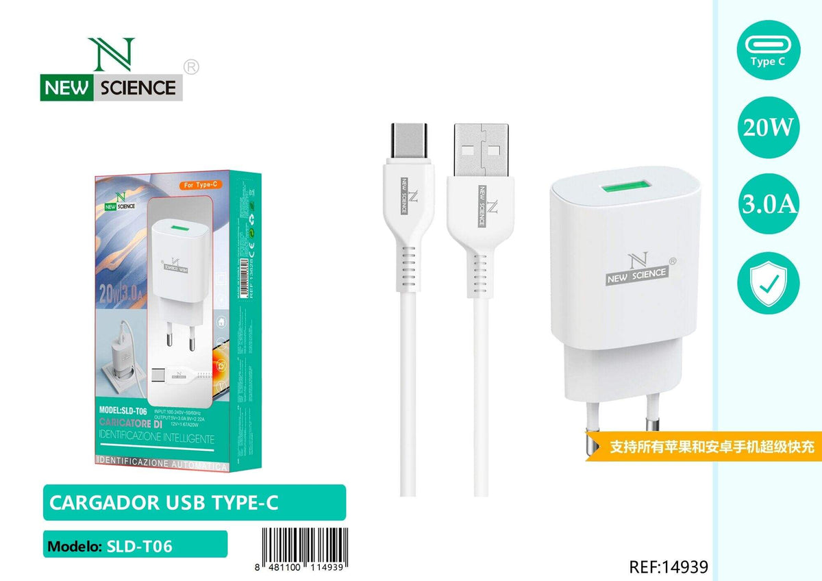 Kućni punjač USB 3 A (SLD-T06) – S USB-C kabelom