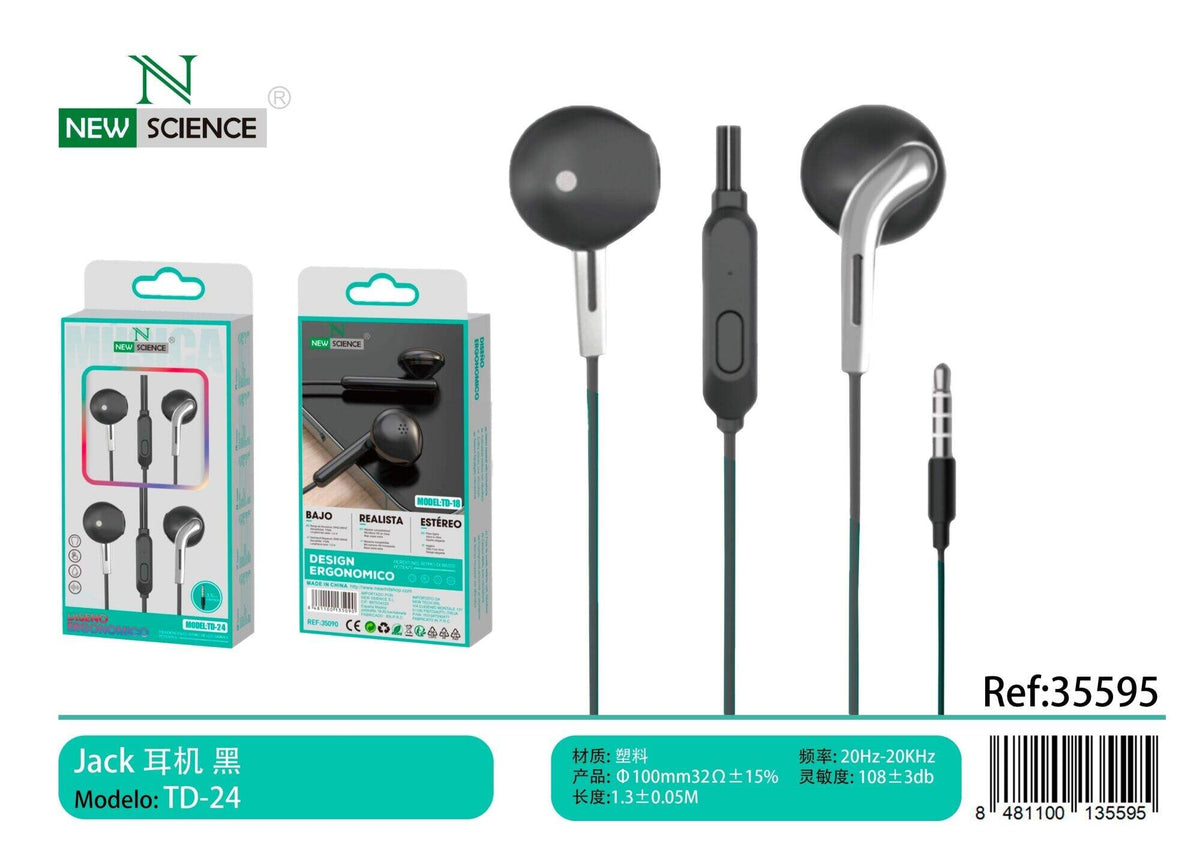 Slušalice s mikrofonom, 3,5 mm (TD-24) – crne