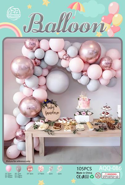 Set balona za girlandu i luk – roza-sivo-bijeli, br. 32178