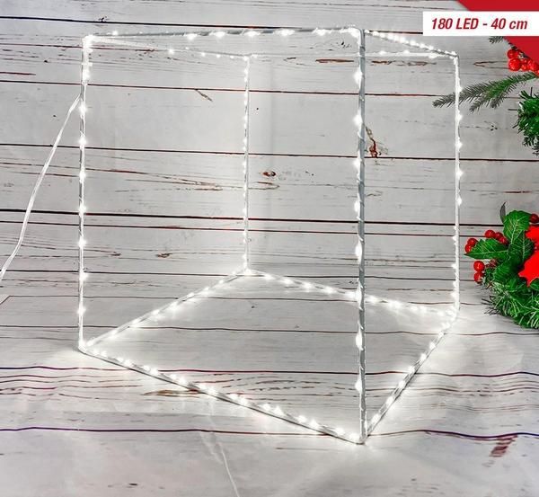Sklopiva kocka 40 cm, 180 LED – bijela, svjetleća božićna figura
