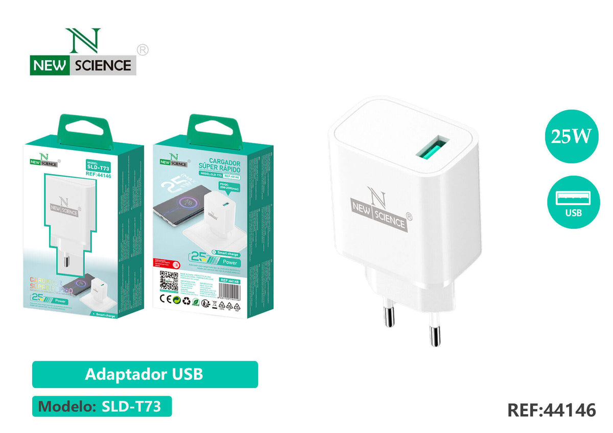 Kućni punjač USB 25 W (SLD-T73) – Samo adapter, Bijela