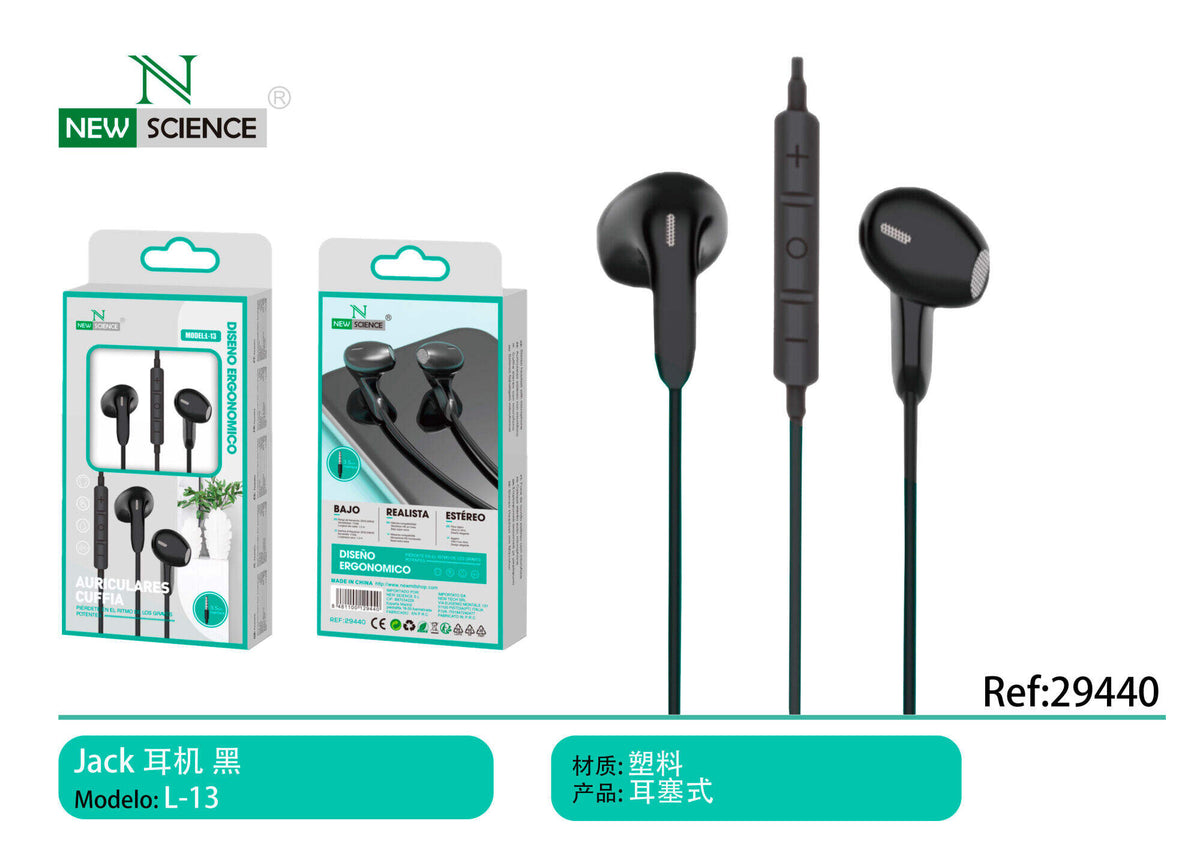 Slušalice s mikrofonom, 3,5 mm (L-13) – Crna
