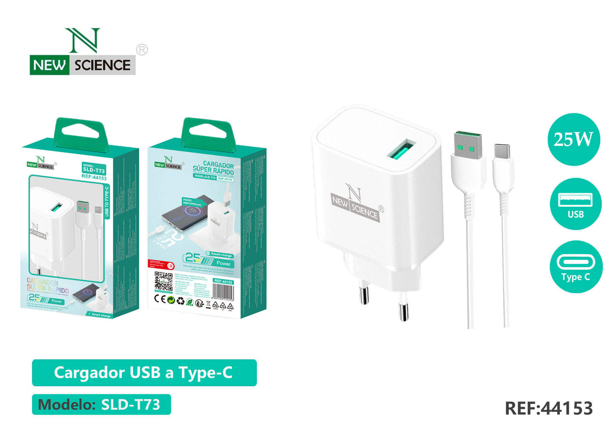 Kućni punjač USB 25 W (SLD-T73) – S USB-C kabelom, Bijela