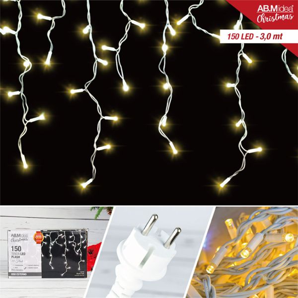 LED sige 150 LED, 3 × 0,7 m – gumeni kabel
