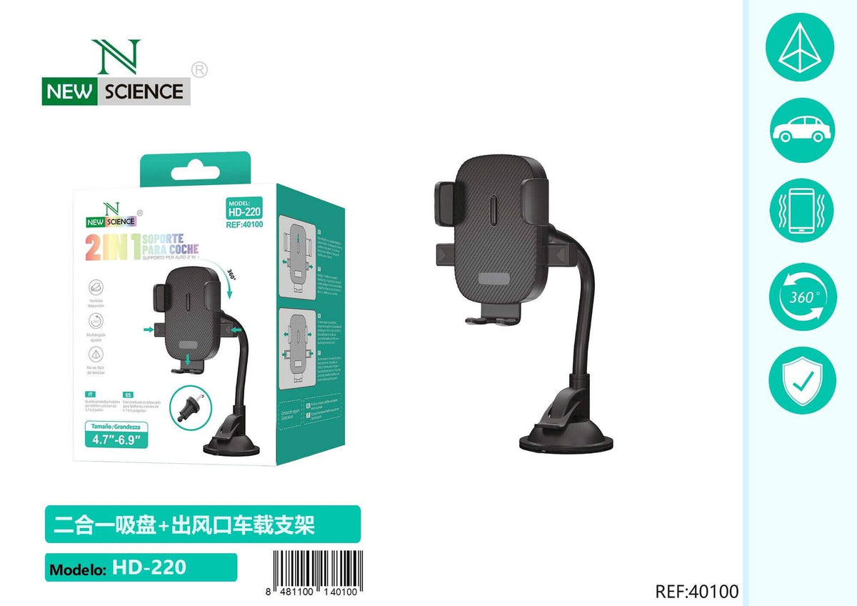 Držač za mobitel za auto 2 u 1 s fleksibilnom rukom (HD-220)