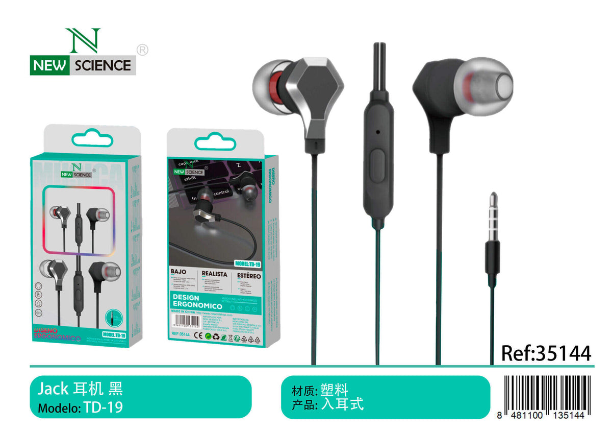Slušalice s mikrofonom, 3,5 mm (TD-19) – Crna