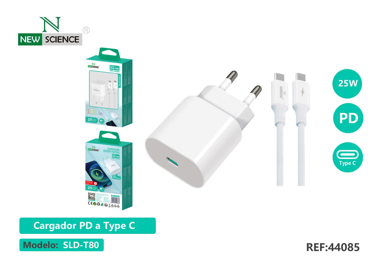 Kućni punjač USB-C PD 20–25 W (SLD-T80) – S kabelom USB-C na USB-C