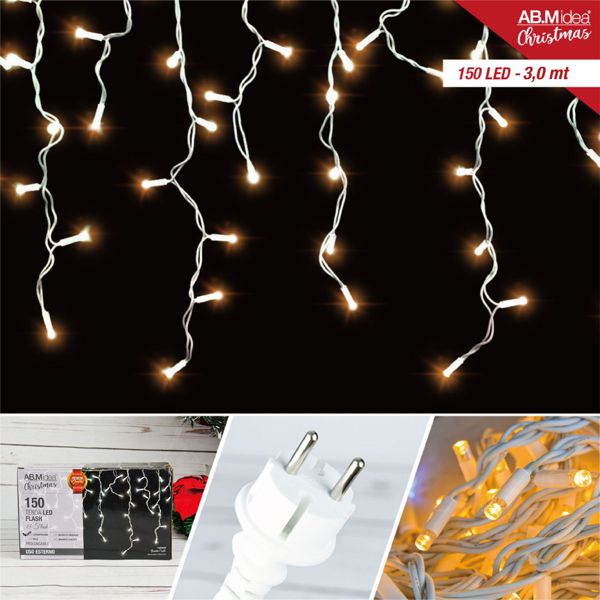 LED sige 150 LED, 3 × 0,7 m – gumeni kabel