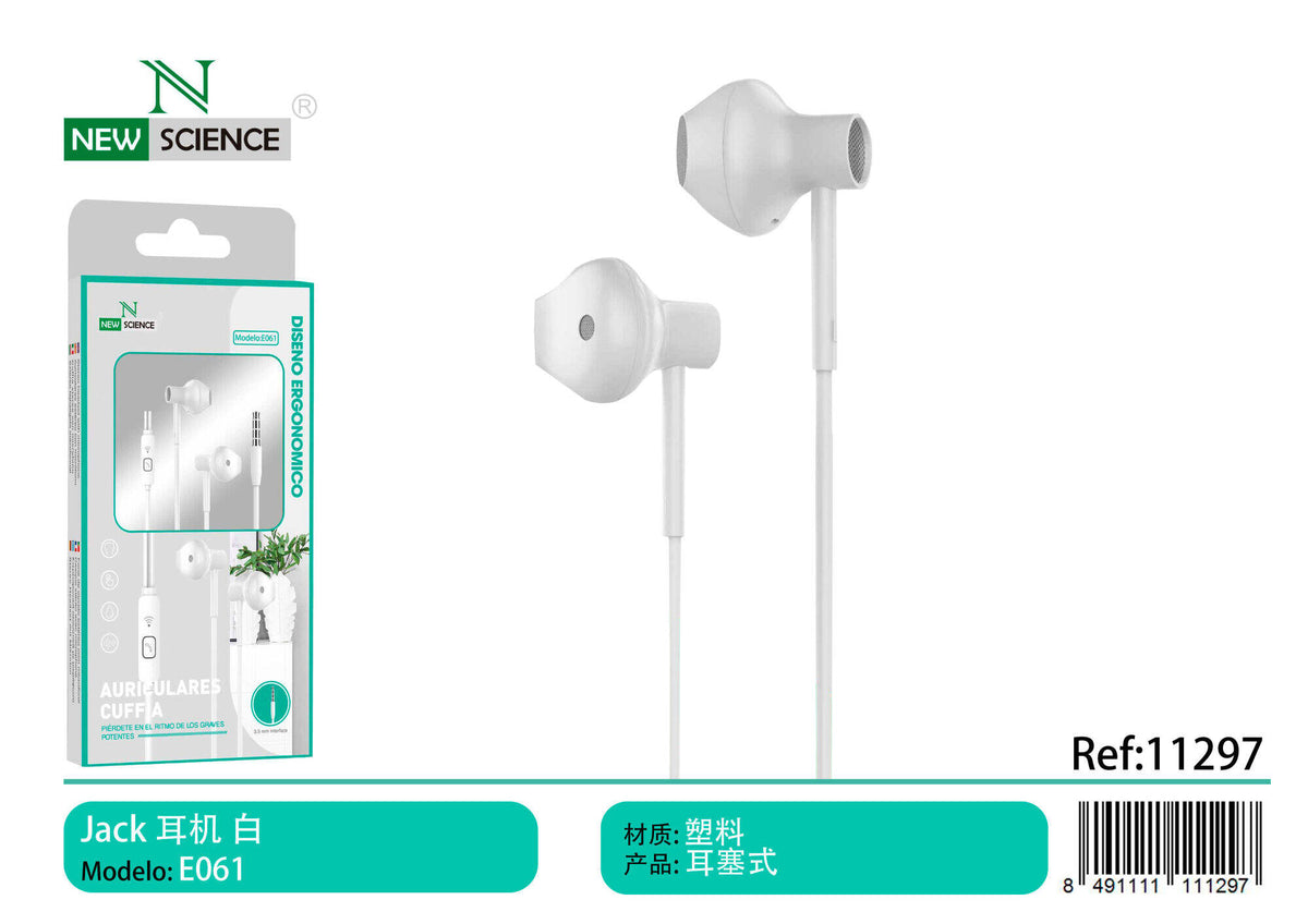 Slušalice s mikrofonom, 3,5 mm (E061) – Bijela