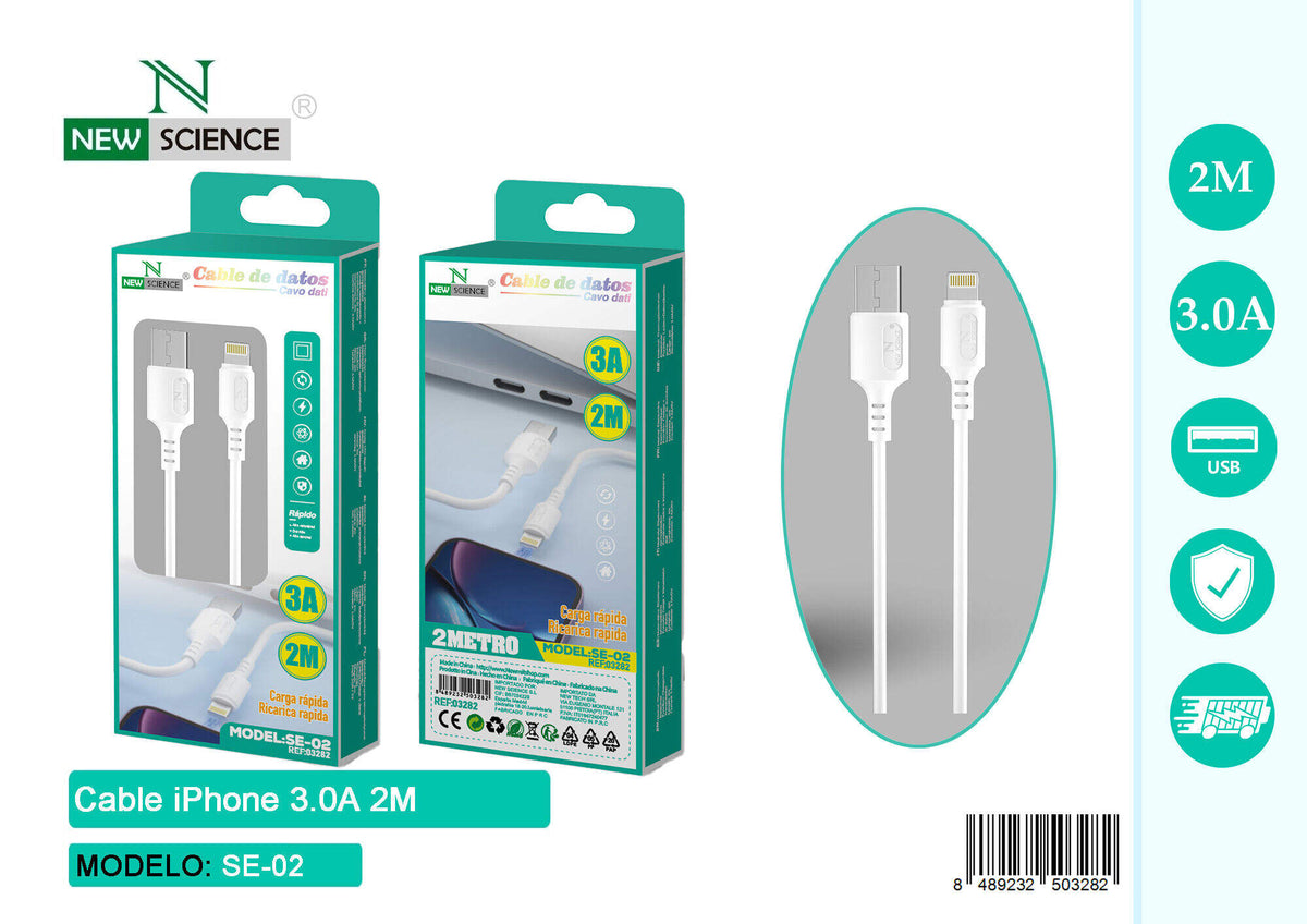 USB kabel za punjenje – 1 do 3 m (SE-02) – iPhone (Lightning), 2 m