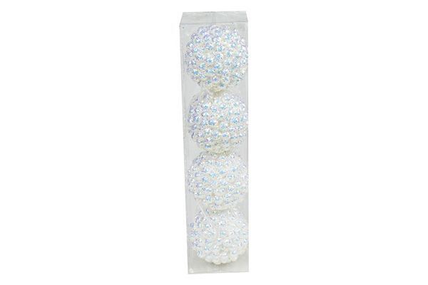 Kugle za bor 10 cm, bijele preljevne – 4 kom