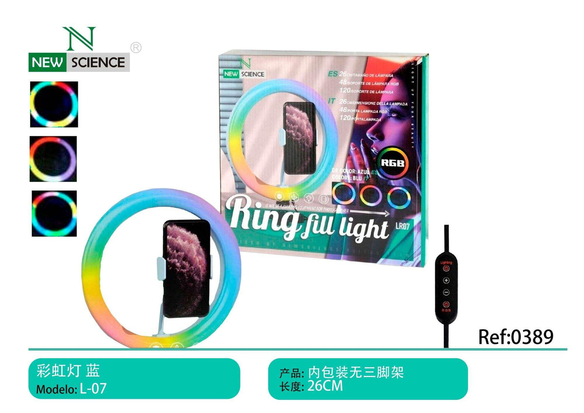 RGB ring svjetlo 26 cm s držačem za mobitel – Plava