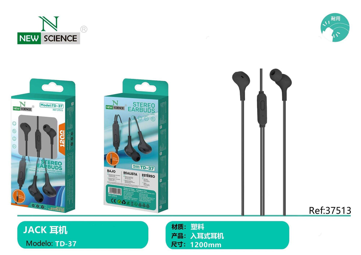 Slušalice s mikrofonom, 3,5 mm (TD-37) – Crna
