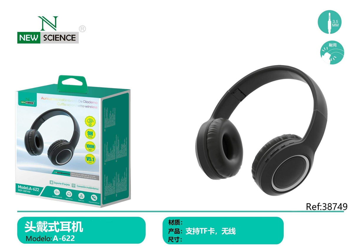 Bežične Bluetooth slušalice preko glave (A-622) – Crna
