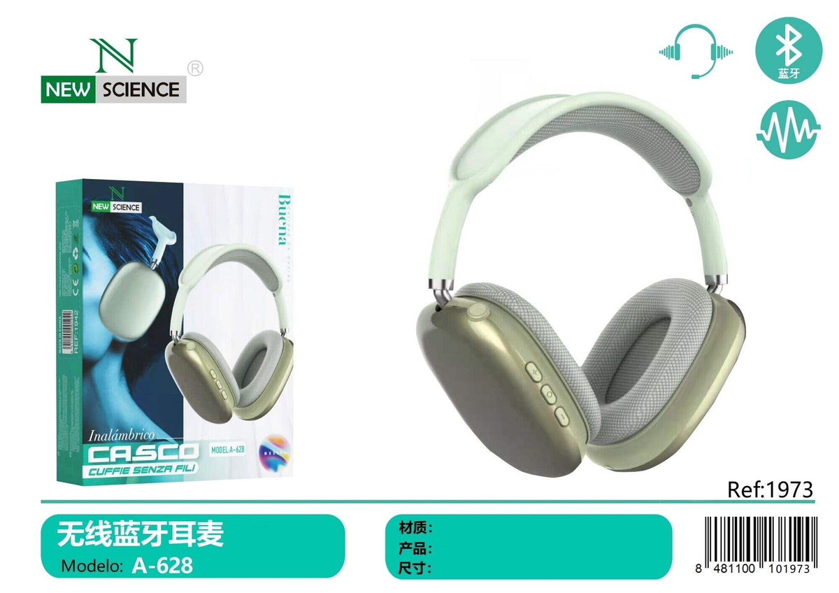 Bežične Bluetooth slušalice preko glave (A-628) – Zelena