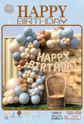 Set balona za girlandu i luk – plavo-smeđi, Happy Birthday, br. 32172