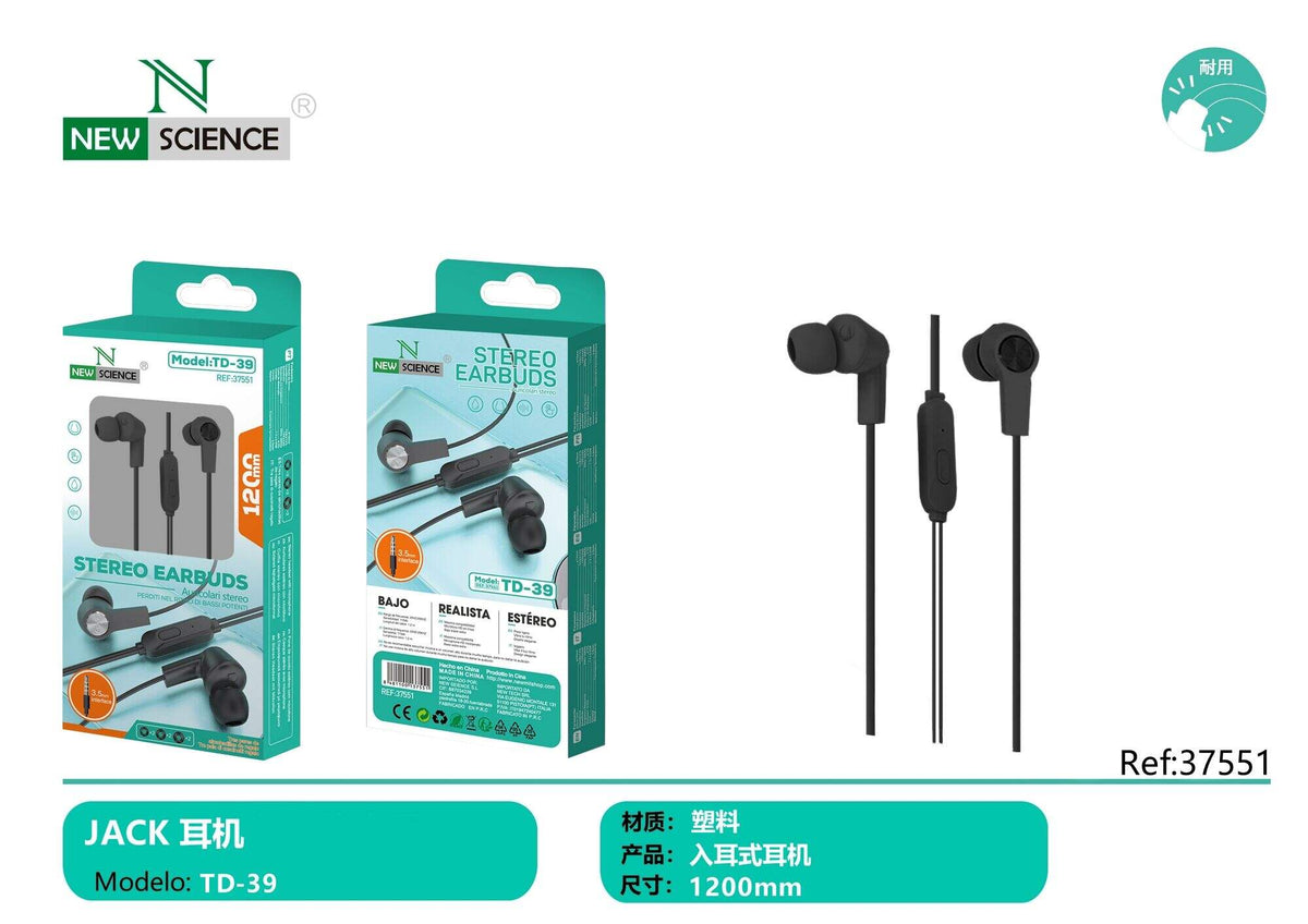 Slušalice s mikrofonom, 3,5 mm (TD-39) – Crna